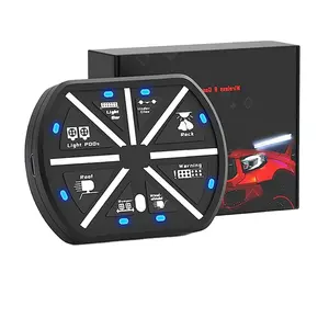 Remote nirkabel On-Off DC 12V 8 Gang Panel saklar dengan kotak kontrol sistem Relay sirkuit LED biru untuk mobil perahu UTV RV Kemah