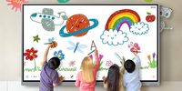 Tableau publicitaire interactif multifonctionnel avec télécommande collaborative, écran tactile 4K Android 14 à 20 points, grand écran pour