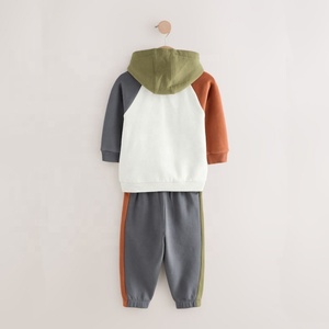 Sudadera deportiva de dos tonos para niños con logotipo personalizado, ropa de calle, conjunto de 2 piezas para entrenamiento, chándal de bloque de color empalmado para niños - Product Image 6