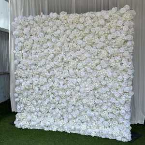 Fondo floral enrollable blanco 5D, perfecto para la decoración del lugar de la recepción de bodas y la ceremonia de elopement. - Product Image 2