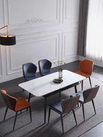 Ensemble table et chaises en pierre rétractables et pliables de style nordique, table à manger rectangulaire moderne et minimaliste