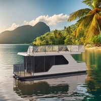 Maison de luxe en bateau ponton Structure moderne en acier Maison flottante pour hôtel à vendre