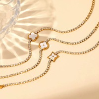 Pulsera de tenis de acero inoxidable PVD316 con circonitas, impermeable, chapada en oro de 18K, a la moda para mujer, venta al por mayor de fábrica