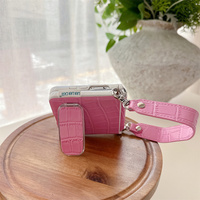 Étui de protection pour téléphone en cuir PU gaufré crocodile pastel avec support miroir et dragonne pour Samsung Galaxy Z Flip 8 7 6 5
