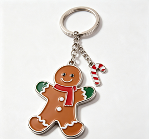 Llavero de metal con diseño de hombre de jengibre navideño, llavero de aleación esmaltada, colgante de bastón de caramelo, accesorio de regalo - Product Image 3