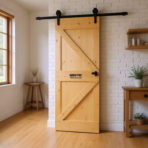 Porte coulissante intérieure en pin massif Narvik, style ferme, 33,5 x 82,7 pouces - Product Image 2