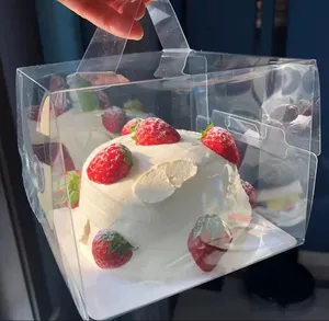 Imee-Mini caja transparente de plástico con mango para pastel, caja de regalo de 2, 3, 4 y 5 pulgadas