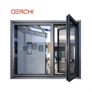 DERCHI NFRC certificata thermal break americano finestra grande pannello di vetro tenda in alluminio finestra per casa battente finestra a battente