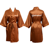 Al por mayor: Bata de satén sexy tipo kimono para mujer, de color liso, con nombre personalizado, para novias y damas de honor, para fiesta de bodas.