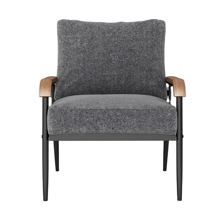 Moderne Populaire Eenvoudige Enkele Fauteuil Stalen Metalen Benen Ontwerp Woonkamer Sofa Stoel Set