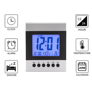 <span class=keywords><strong>Horloge</strong></span> numérique électronique la plus vendue, affichage de l'heure mondiale, de la température, multilingue, rétroéclairage, fonction snooze pour la chambre à coucher, le bureau - Product Image 4