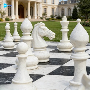 Grande sculpture d'échecs en marbre de conception européenne, faite à la main, pour la décoration extérieure, avec 5 ans de garantie - Product Image 4