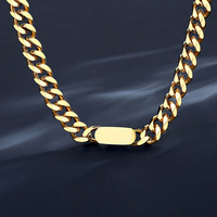 Collier chaîne gourmette en acier inoxydable plaqué or 18 carats avec logo personnalisé, plaque d'identification vierge pour femme, bijoux massifs, vente en gros