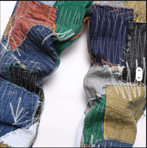 Pantalon slim <span class=keywords><strong>homme</strong></span> tendance <span class=keywords><strong>en</strong></span> <span class=keywords><strong>jean</strong></span> bleu clair avec empiècements <span class=keywords><strong>en</strong></span> denim pour l'été - Product Image 3