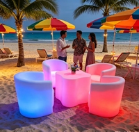 Ensemble de meubles lumineux LED modernes et étanches - Table et chaises illuminées par des LED RGB pour bar, salon, club et événements en plein air