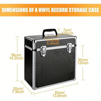 Boîte de rangement pour disques vinyles LP 12 pouces, boîte de rangement robuste pour disques vinyles, boîte verrouillable, boîte à outils, étui de transport