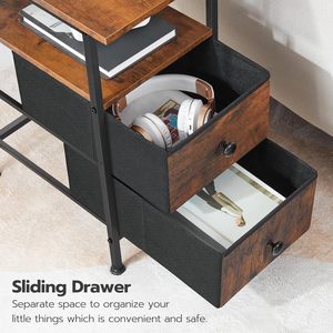 American Style Side Table With Double Drawers 48x30x60cm Storage <b>Shelf</b> For Living Room <b>Bedroom</b> USB Socket Coffee Brown - Product Image 3