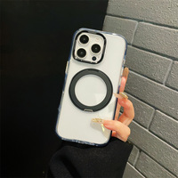 Cristal de glace HD caméra métallique claire ms pli magnétique rotation anneau support étui de téléphone pour iphone 16 pro max