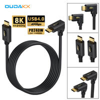 Nouveau câble 5A 240W USB4 connecteur multiple Type C à C Type 90 degrés 8K @ 60Hz 40Gbps Compatible 3/4 câble de transfert de données
