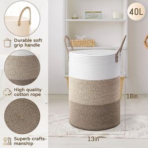 Tre lưu trữ hiển thị giỏ 4 Tier giặt phía trước cửa vuông xử lý wicker dệt cản trở với xử lý 27L Oxford dệt - Product Image 6