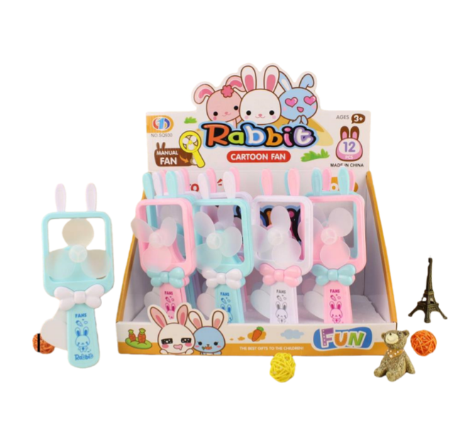 Carry Cartoon Mini Portable Hand Pressure Mini Fan Ventilation Cute Summer Handheld square Rabbit Fan Candy Toys Kids