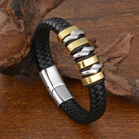 Bracelet en cuir vintage classique rétro tissé multicolore d'affaires haut de gamme à la mode