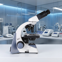 Microscope biologique rechargeable 1600X avec lentille achromatique 195, plateau mécanique double couche et condenseur d'Abbe pour laboratoire et école