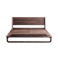 Cadre de lit double moderne minimaliste nordique pour chambre principale, en bois massif, sur mesure, fabriqué en Chine, tailles personnalisables