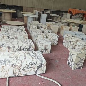 طاولة قهوة فاخرة من الرخام الإيطالي كالاكاتا البنفسجي 100٪ من ستونكوك، قاعدة مستطيلة 40×40 30×30×50 100×60×30 سم، أثاث منزلي - Product Image 2