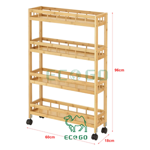 Multifunzione di bambù carrello di stoccaggio <span class=keywords><strong>cucina</strong></span> sottile <span class=keywords><strong>Mobile</strong></span> scaffalature unità che serve 4 livelli carrello carrello con ruote chiudibili a chiave ruote - Product Image 4