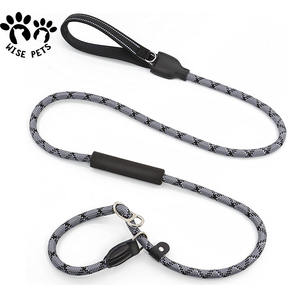 Correa para mascotas redonda reflectante de nailon trenzado duradero con mango suave para mascotas, cuerda para deportes al aire libre, correa para perros con logotipo de goma - Product Image 2