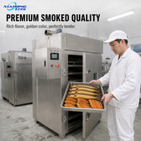 Nouveau four à fumer en acier inoxydable 304 à écran tactile contrôlé par PLC pour fumer/rôtir/cuire à la vapeur le saumon, le thon et les fruits de mer