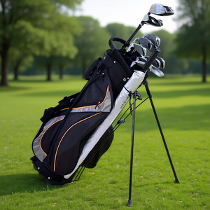 Db 9 Inch Golf Stand Bag Pu <b>Waterproof</b> Staff Bag With Wheel And <b>Shoe</b> Pockets - Product Image 2