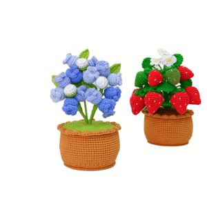 Planta en Maceta de Hilo Hecha a Mano, 10-30 CM, Bonita Planta de Fresa, Naranja y Arándano para Decoración del Hogar u Oficina, Juguetes de Plantas Simuladas - Product Image 1