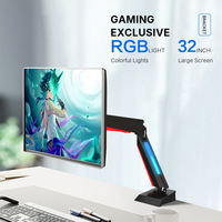 Resorte de gas GE22 Luz RGB ajustable Brazo de monitor de juegos Luz LED azul Soporte de montaje de escritorio de monitor individual de 15-32 pulgadas