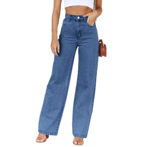 Jean décontracté pour femme, coupe large, délavé, extensible, tendance et populaire - Product Image 2