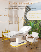 Lit de massage électrique de luxe 3/4 moteurs en cuir PU avec base LED pour salon de beauté, soins du visage et extensions de cils