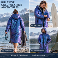 Peignoir de change matelassé OEM imperméable métallisé, doublé polaire irisé, pour la natation en eau libre avec rembourrage en polyester