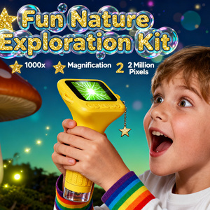 375 Trắng New 1000X HD 2inch màn hình di động cầm tay kính lúp Mini kỹ thuật số trẻ em Kính hiển vi máy ảnh cho Kid ngoài trời khoa học - Product Image 1