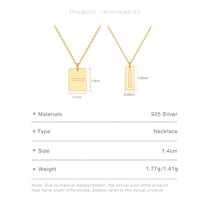FUAMAY bijoux minimalistes en argent 925 plaqué or 18 carats plusieurs tailles gravées sur mesure pendentif rond et rectangle nom/date colliers - Product Image 5