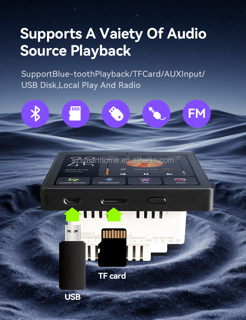 4.0-4.9" Touch Screen 2 Zones Smart Music Host Universal Background Music System IPS Display Background Music Stereo Player · image 5