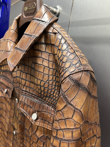 High quality crocodile leather Real leather <b>biker</b> <b>jacket</b> Classic motorcycle <b>jacket</b> - Product Image 2