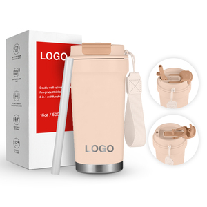 Nóng uống 2 trong 1 nắp tùy chọn 400ml thép không gỉ đôi Tường Cách Nhiệt nóng uống cốc cà phê cho Rơm & lật nắp - Product Image 6