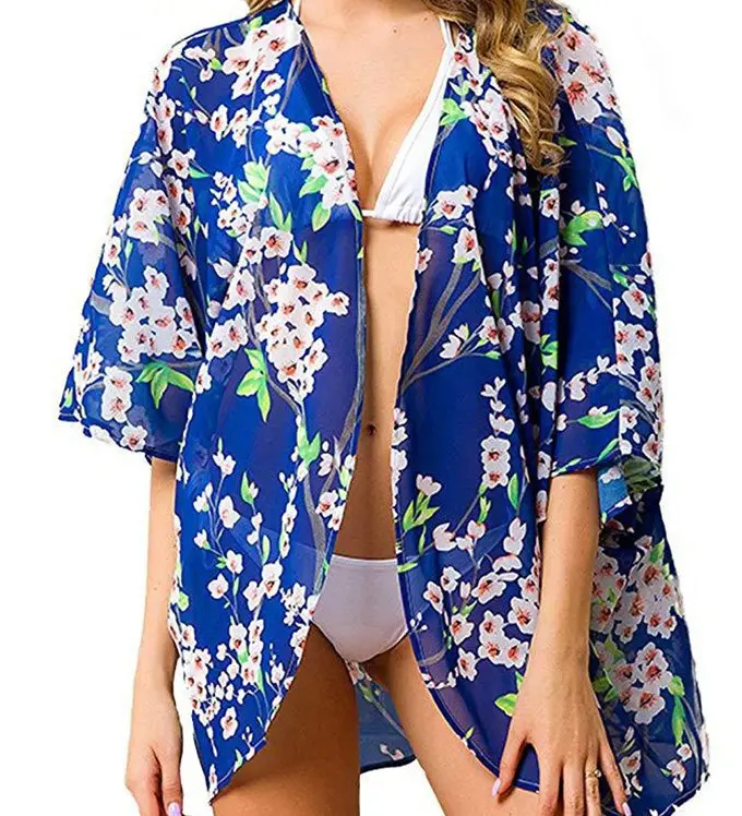 Summer Beachwear Cover Up Sexy Cardigan Loose Swim Robe Vacation Kimono Dress