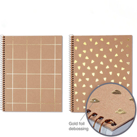 Conception personnalisée impression à la demande feuille d'or unique gaufrage fantaisie Kraft collage ligné cahier à spirale pour bureau fournitures scolaires