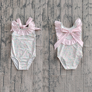Précommande MOQ 5 Trendyism Boutique Maillots de bain une pièce souples pour filles, imprimé floral, dos nu, été, Spandex/Coton biologique, pour les vacances - Product Image 1