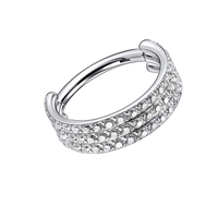 Calendo Vente en gros ASTM F136 Titane hautement poli 3 couches CZ Pavé Segment latéral Clicker Septum Anneau Piercing Boucle d'oreille Bijoux