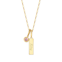 Collier personnalisable Jietao en acier inoxydable plaqué or 18 carats avec pendentif barre verticale gravable et pierre de naissance, bijoux vierges pour femme