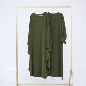 Ensemble Abaya Nida 2 pièces élégant et tendance avec poignets à volants et poches, tenue modeste pour femmes musulmanes, vêtements islamiques, vente en gros - Product Image 5