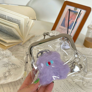 Instagram-style transparent coin purse/coin holder, PVC <b>lipstick</b> pouch, simple <b>mini</b> coin purse, metal clip card holder. - Product Image 4